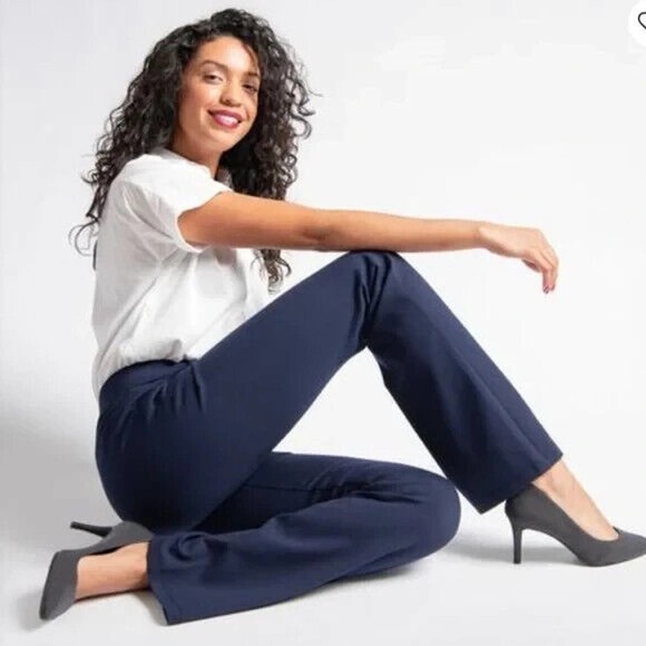 Betabrand Boot-Cut Six Button Dress Pant Yoga Pants Navy Women's Large H14796 - Picture 15 of 15
